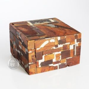 Brutalist Storage Box Trinket Case Wood Metal MCM Vintage 60s by Norman Brumm